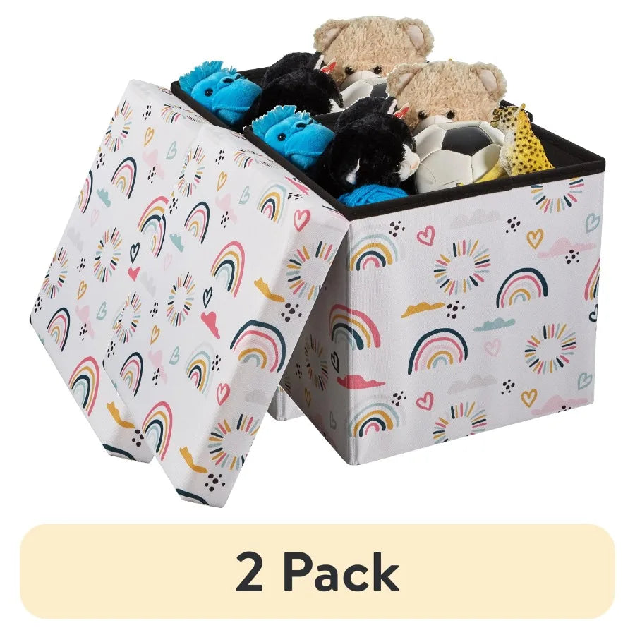 Laundry Basket, Rainbow Toy Storage Box, Suitable For Room Decor, Dirty Clothes Basket, Bedroom, Bathroom, Gift Basket Rainbow