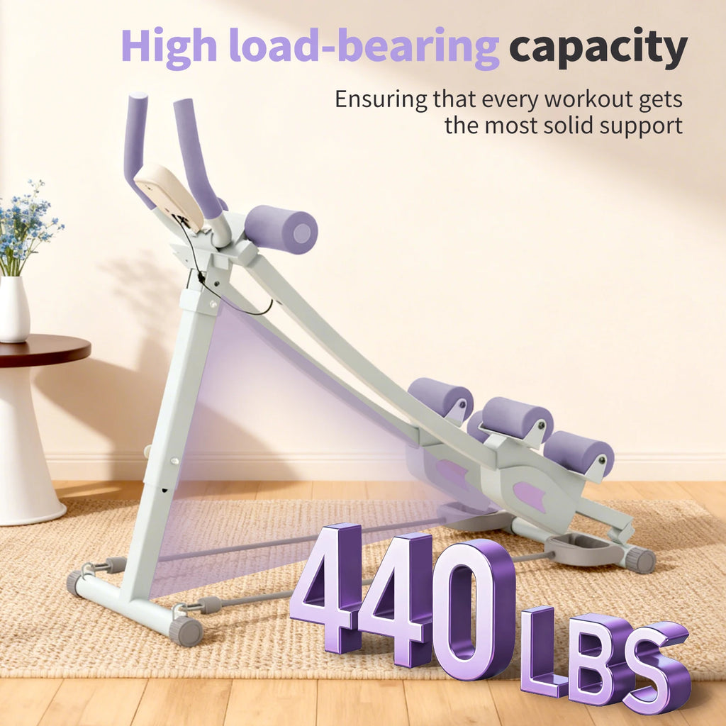 Abdominal Curling Exercise Machine Adjustable Dual Track Fitness Equipment Coaster Foldable Trainer Workout