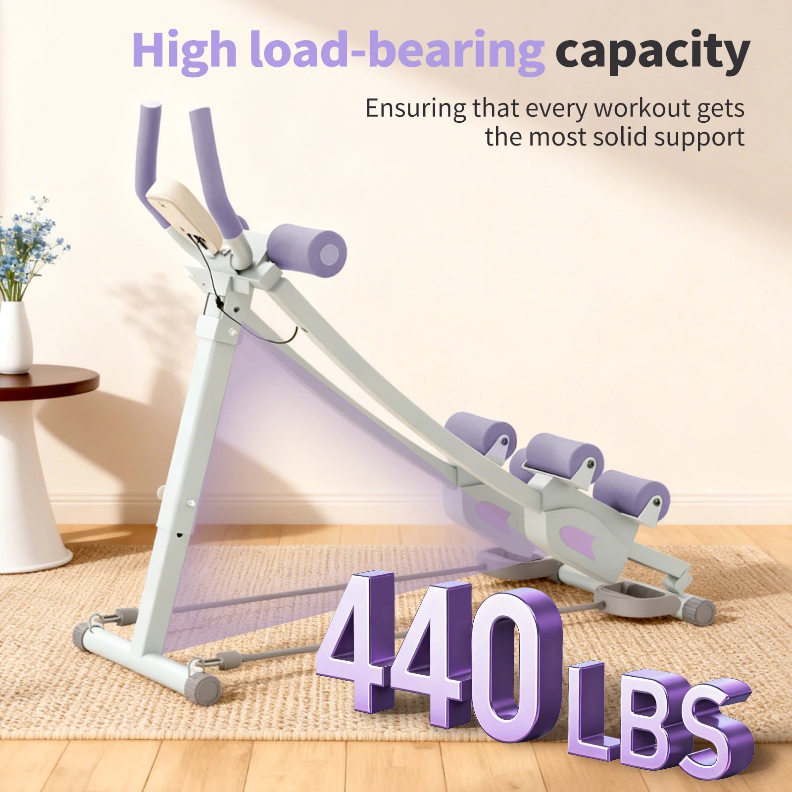 Abdominal Curling Exercise Machine Adjustable Dual Track Fitness Equipment Coaster Foldable Trainer Workout