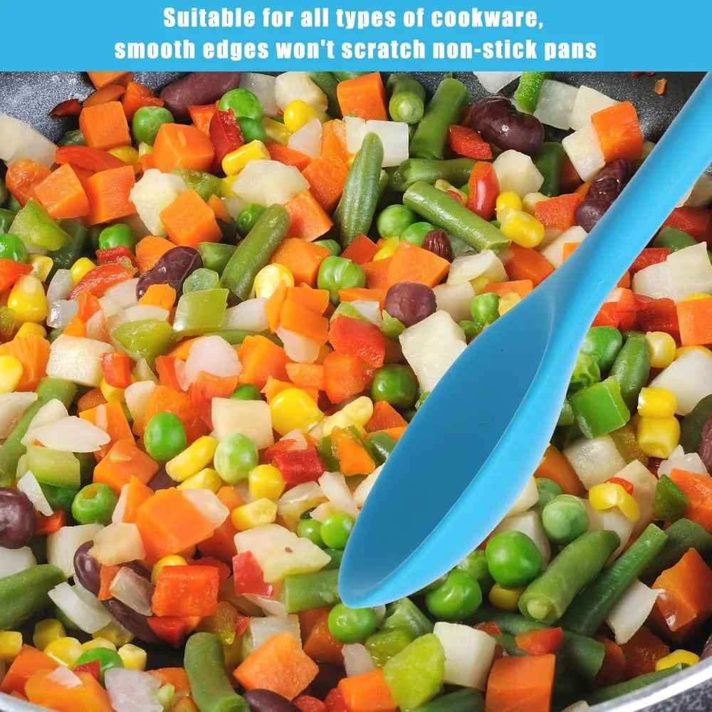 4 Pcs Silicone Spoons Heat Resistant Nonstick Kitchen Mixing Spoon Set for Cooking Baking Serving (Multicolor)