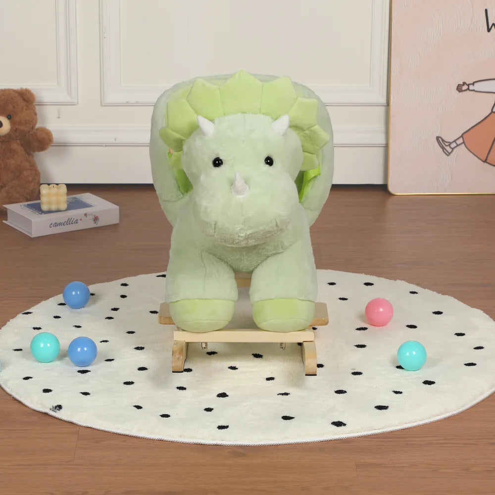 Kids Ride-On Rocking Horse Toy with Jingle Bells,Dinosaur Rocking Toy