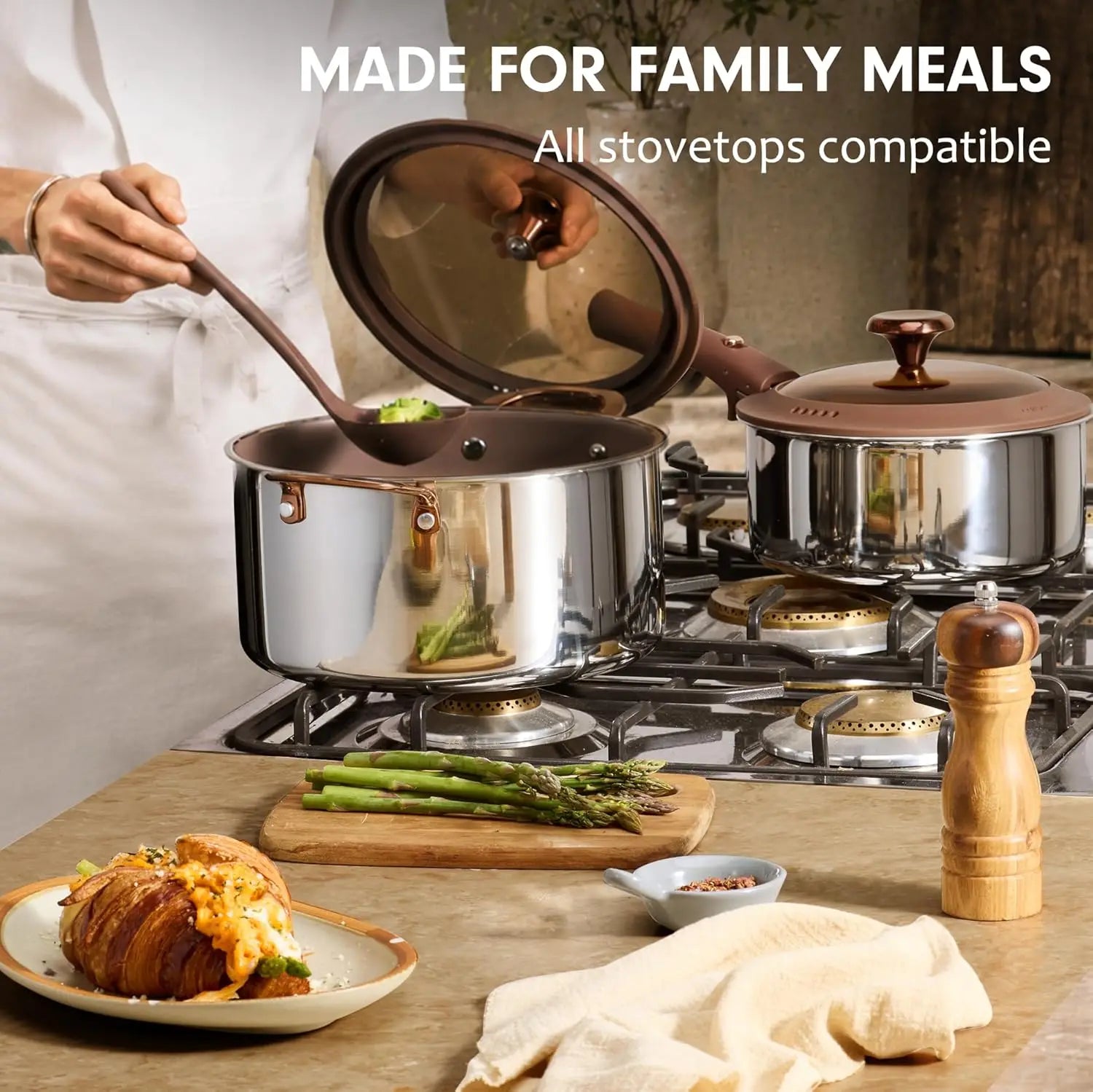 22pcs Stainless Steel Hybrid Nonstick cookware Set