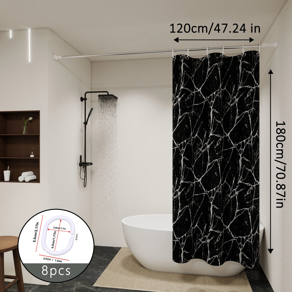 black marble shower curtain