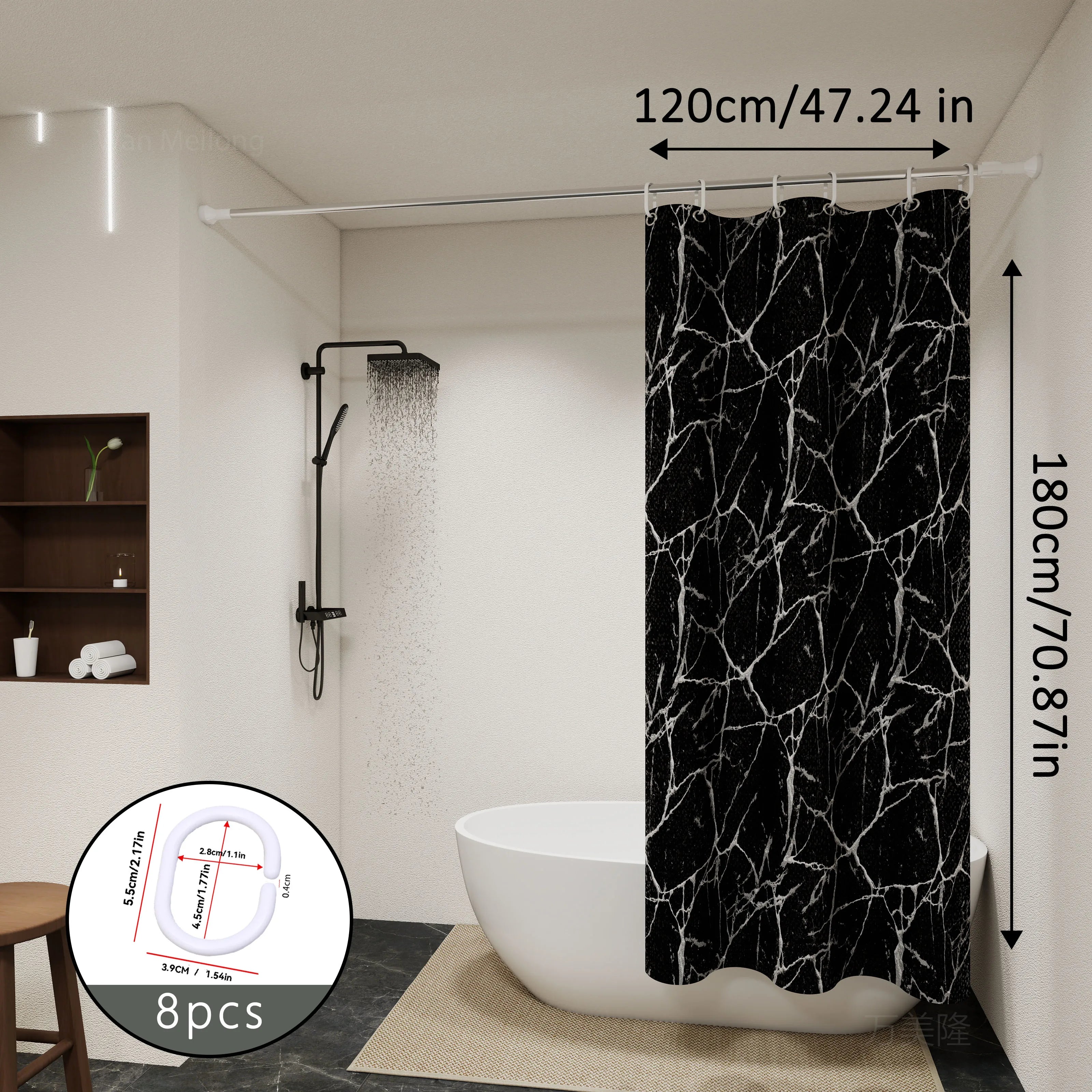 black marble shower curtain