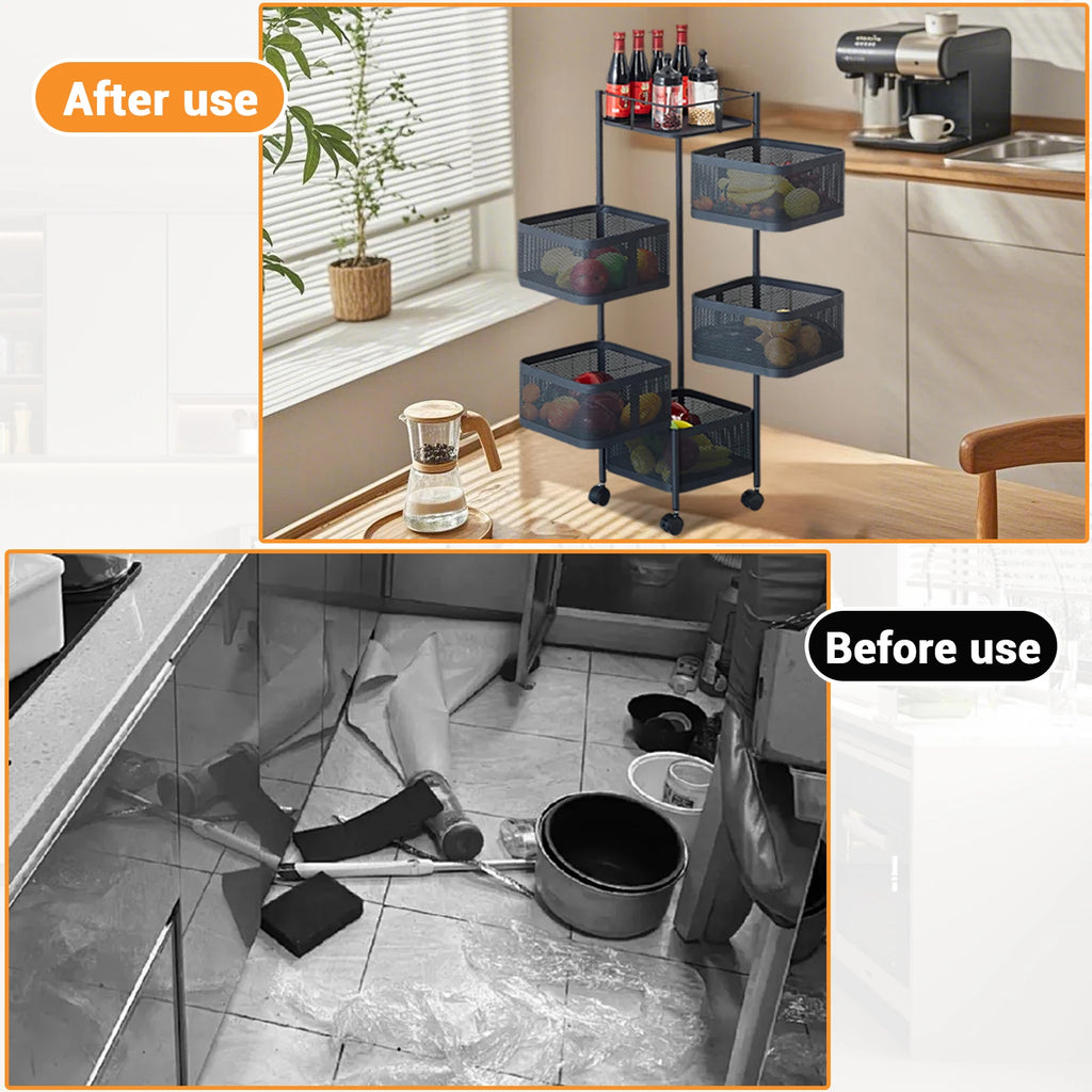 Five Layers 360 Degree Rotatable Trolley Storage Rack