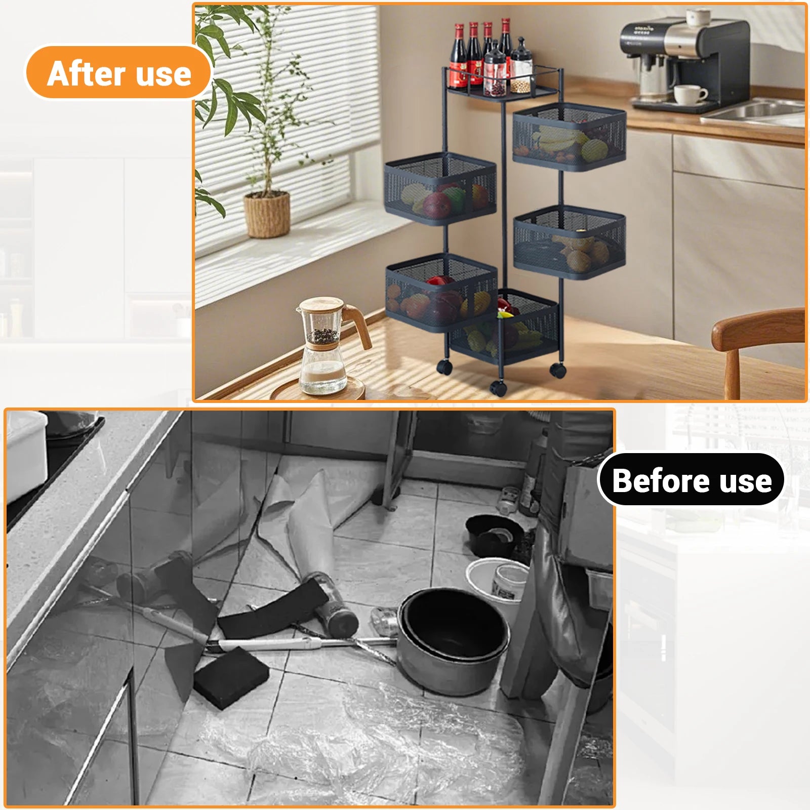 Five Layers 360 Degree Rotatable Trolley Storage Rack