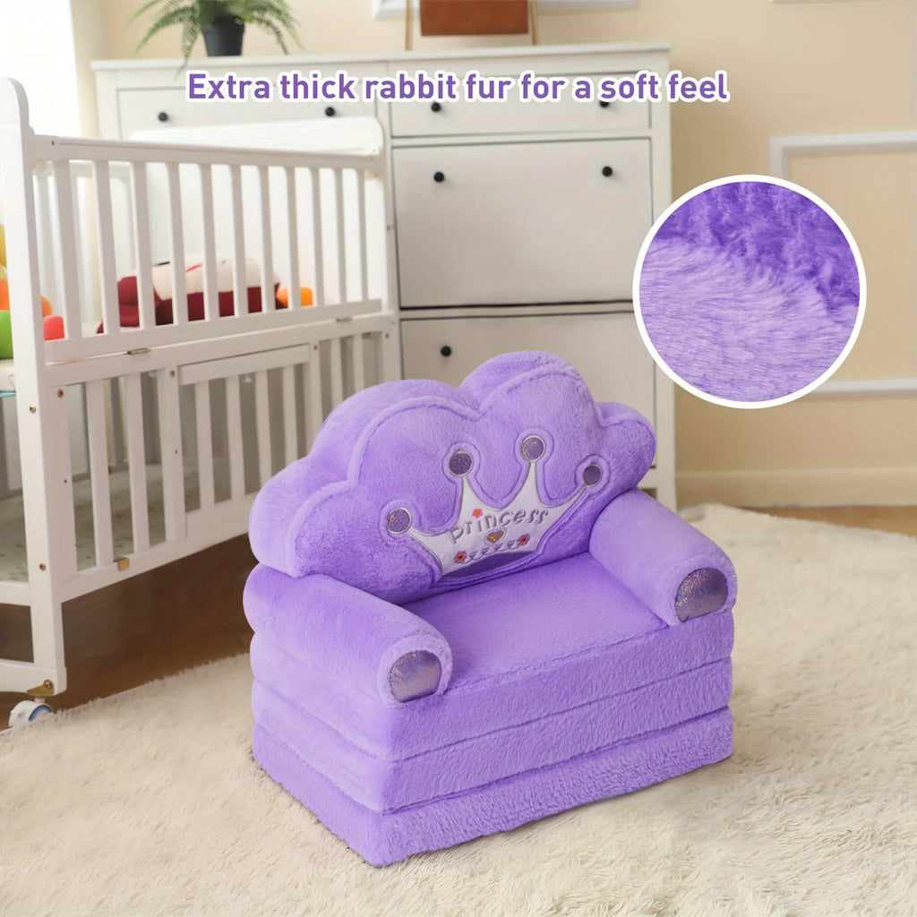 Kids Foldable Sofa & Pillow, Soft Plush