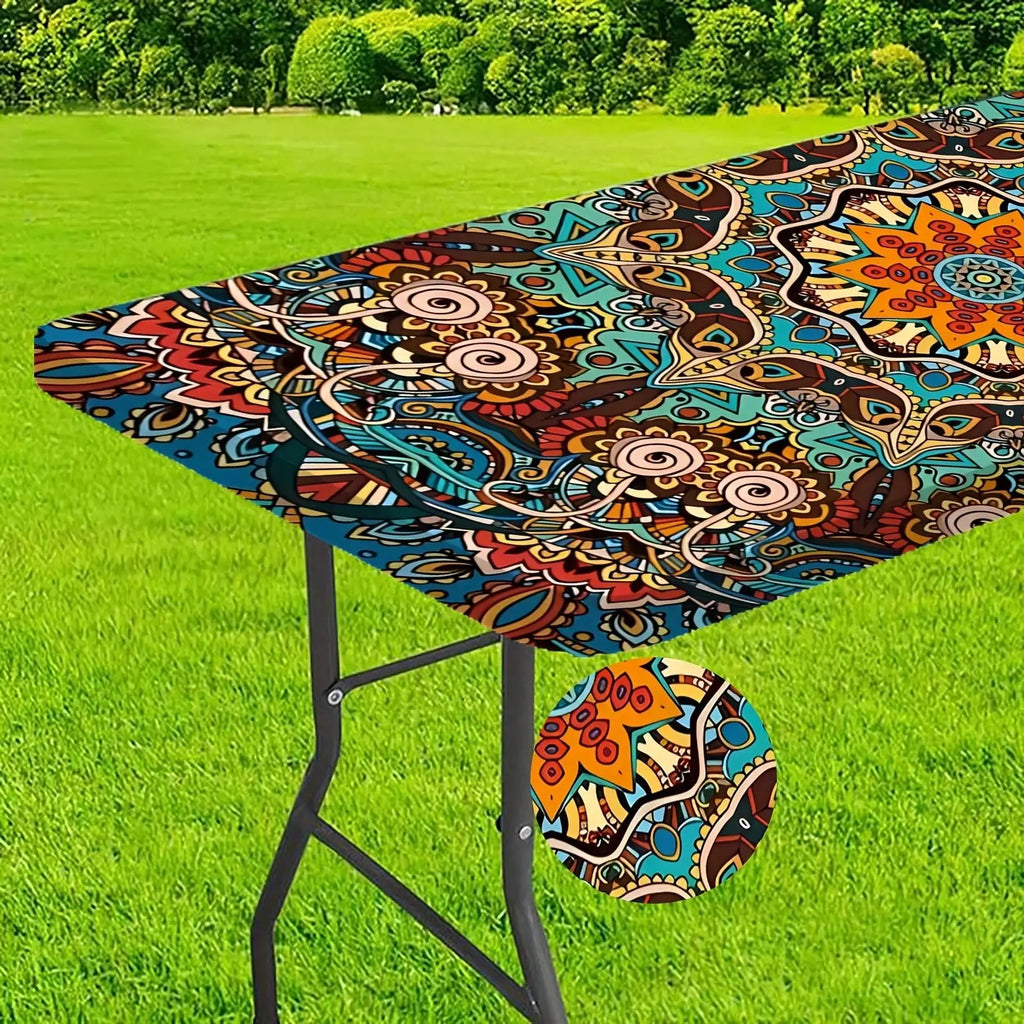 Indoor/Outdoor Picnic Floral Mandala Table Cover
