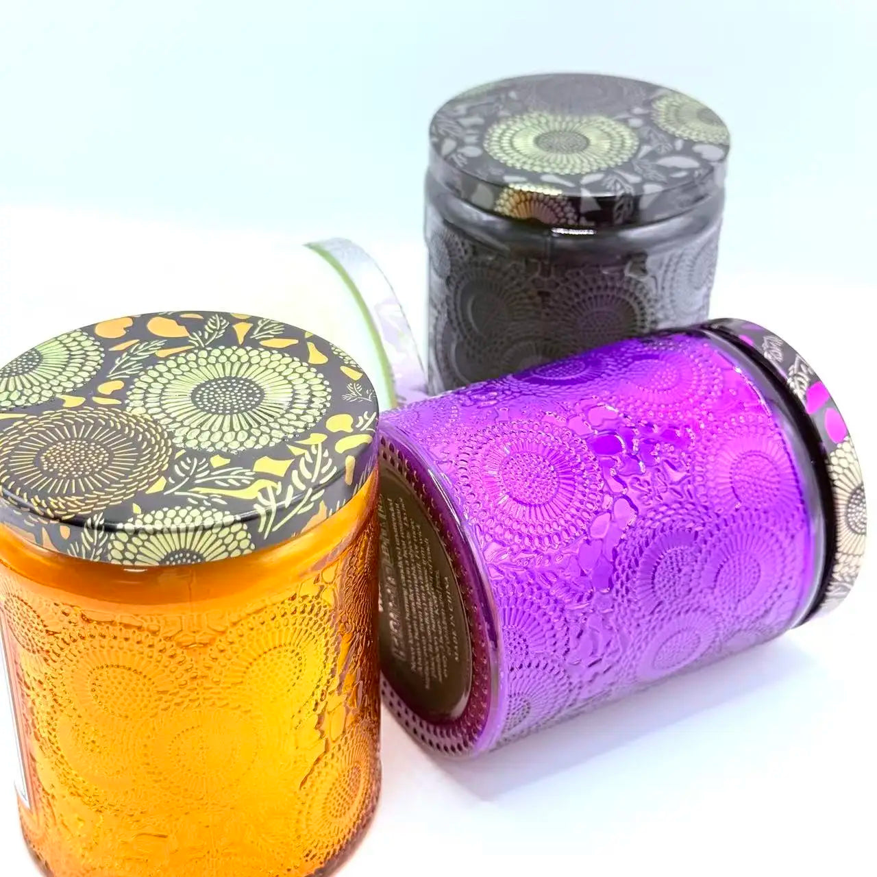 Embossed Glass Scented Soy Wax Candle