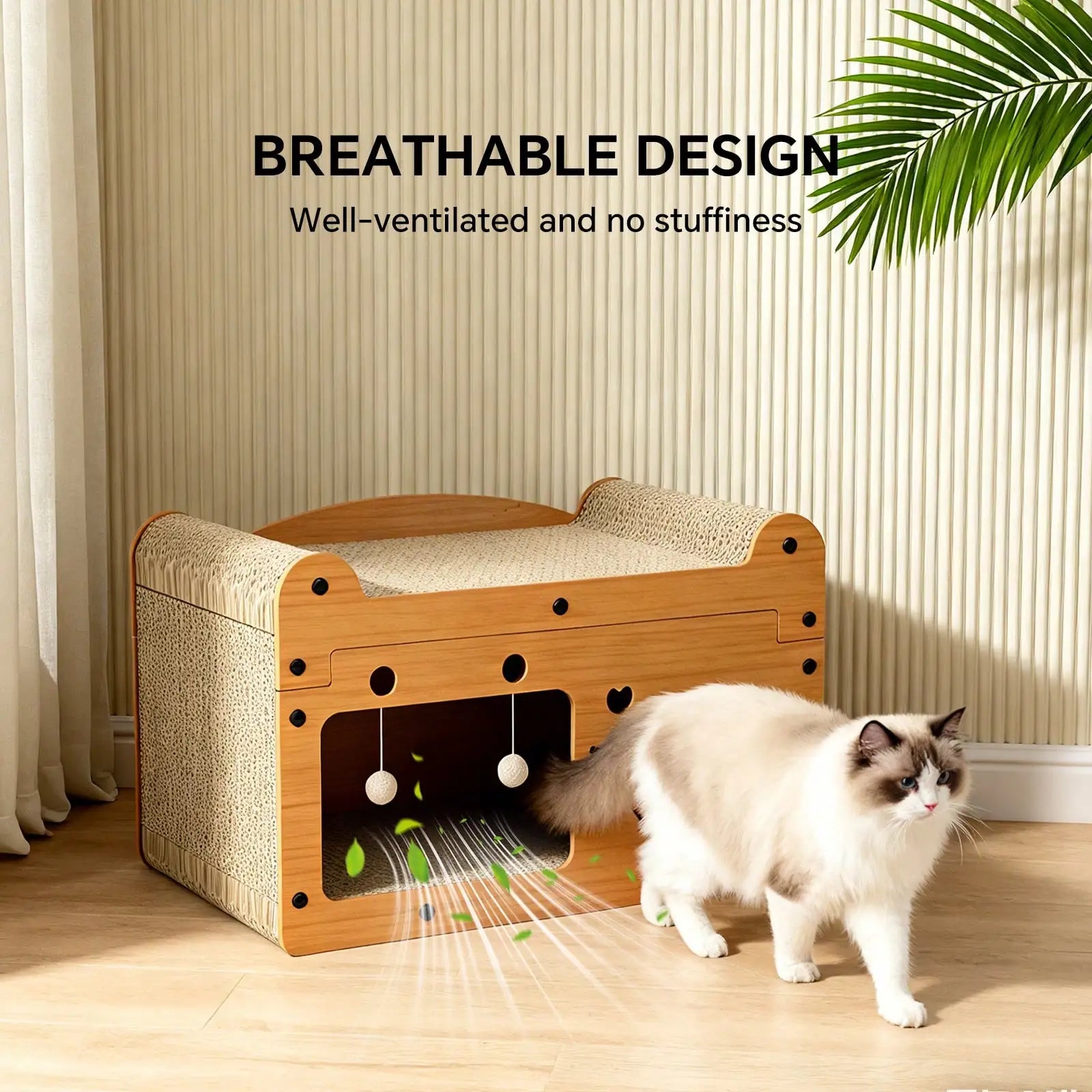 Cat Scratching Board And Resting Bed | Durable Cardboard Scratcher With Hanging Toys, Suitable For Kittens/Adult Cats