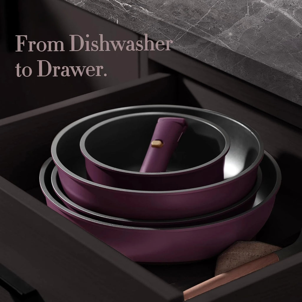 Gold Purple Nonstick pots and pans Cookware Set