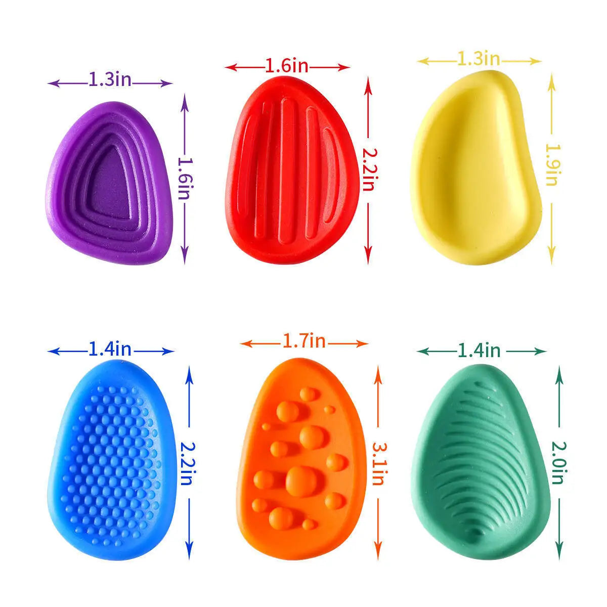 6PCS Sensory Texture Worry Stones