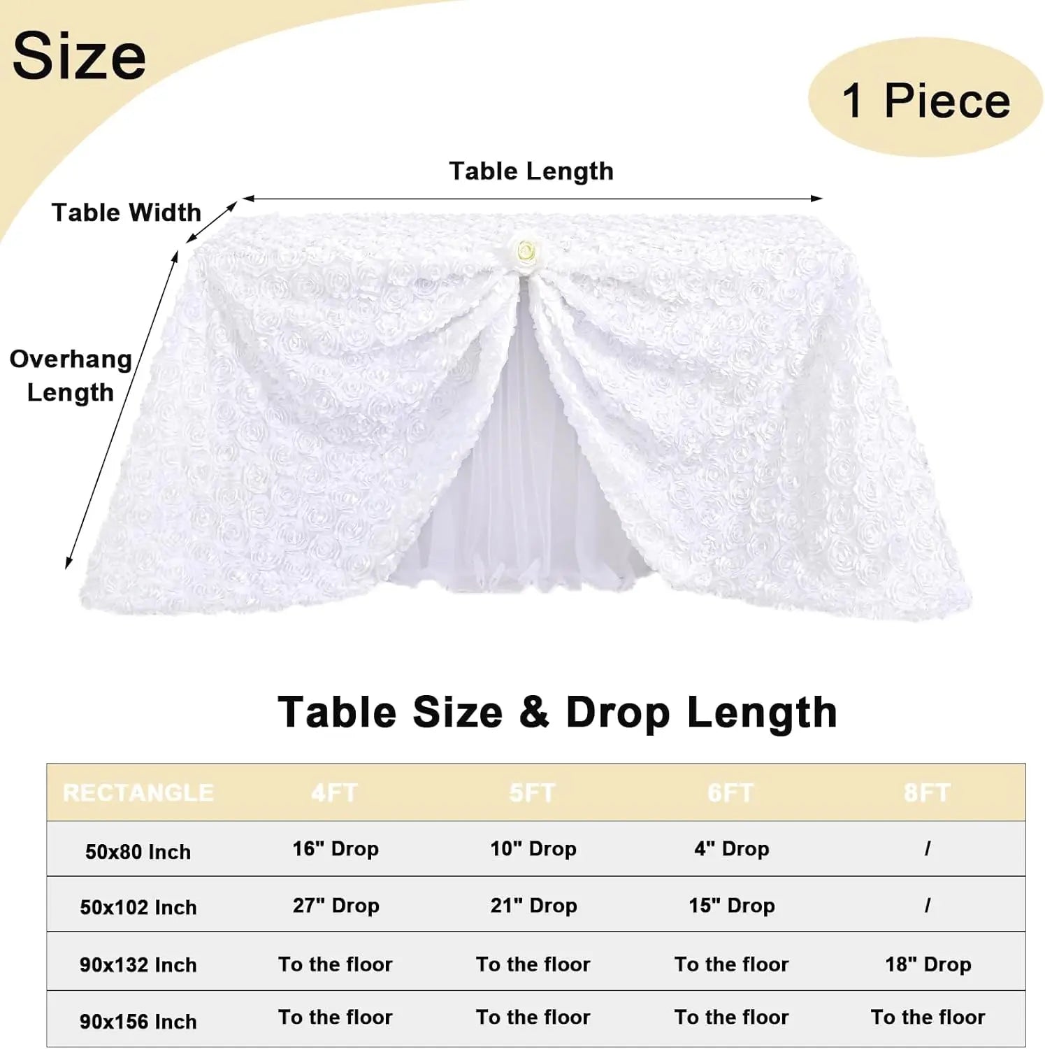 White Rosette Wedding Decoration Tablecloth