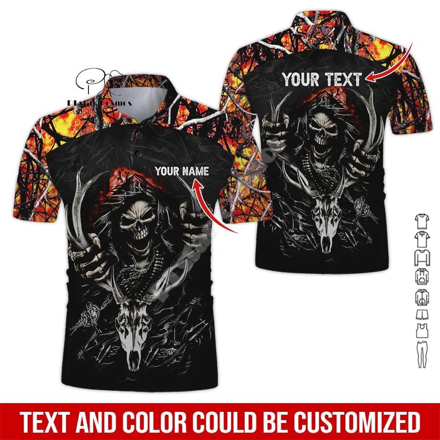 Custom Name Deer Hunting Camo Casual Collar Polo Shirts Short Sleeves