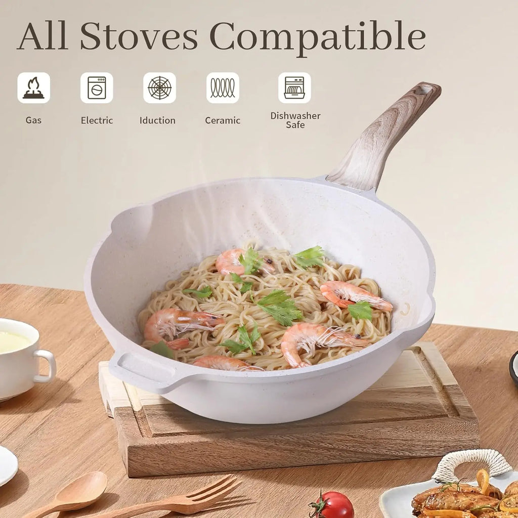 Non-Stick Pots and Pans Set, Granite Induction Cookware with Frying Pans, Saucepans, Griddle, Egg Pan