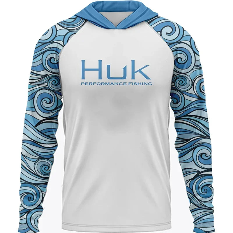Summer Fishing Men Long Sleeve Hooded T-Shirt
