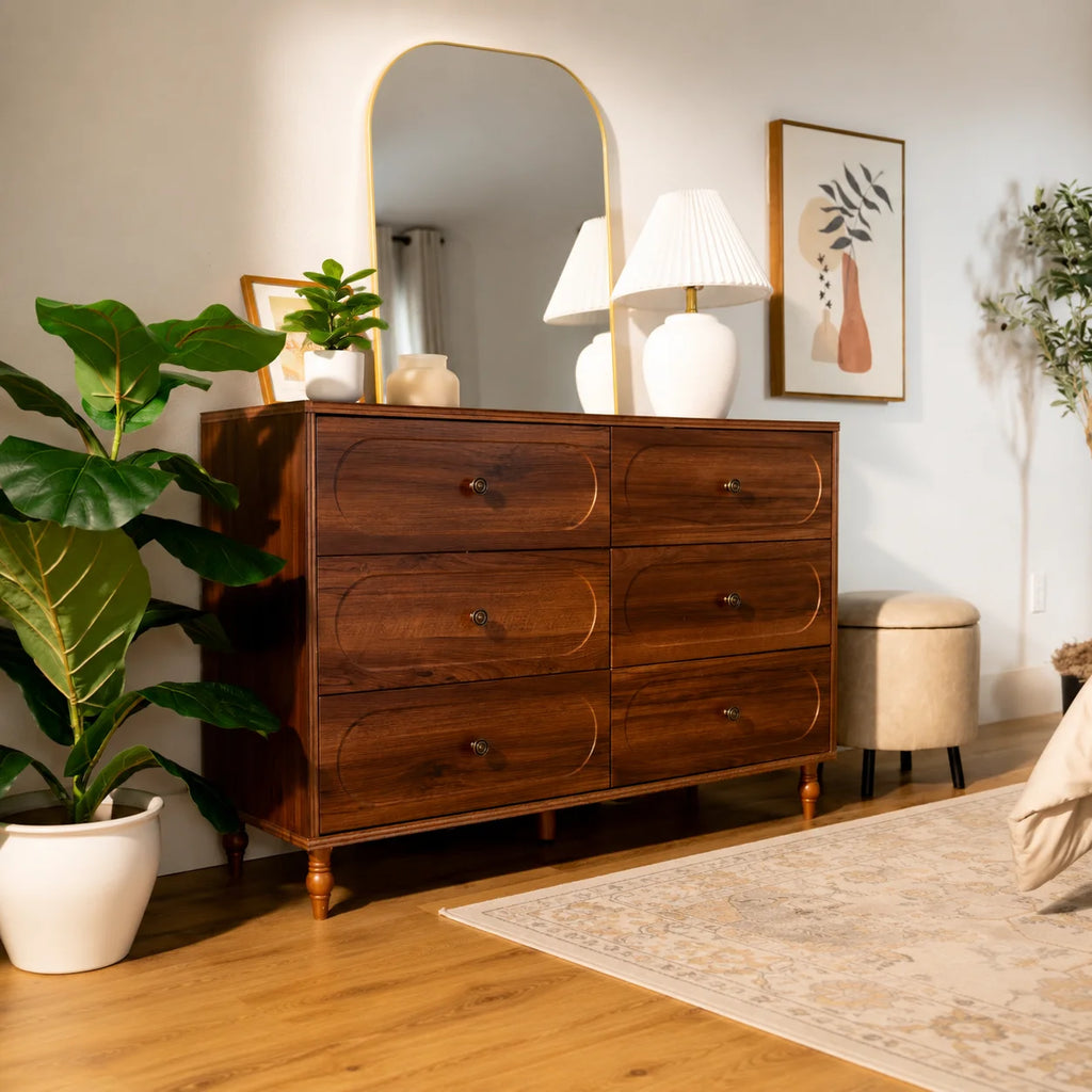 Stylish Mid-Century Modern 6-Drawer Dresser