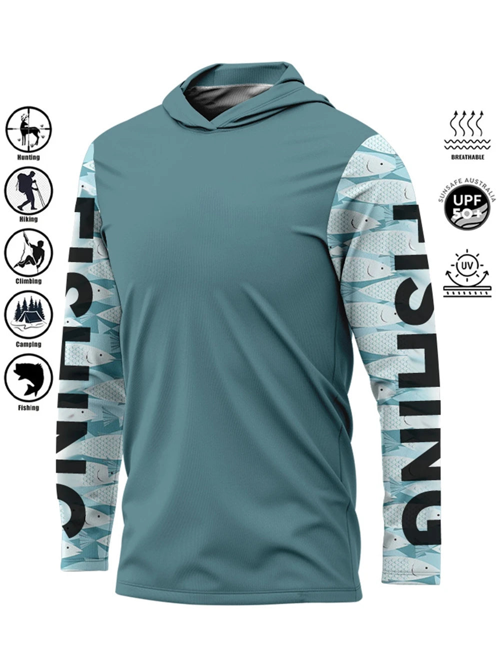 Men's camouflage hooded fishing shirt