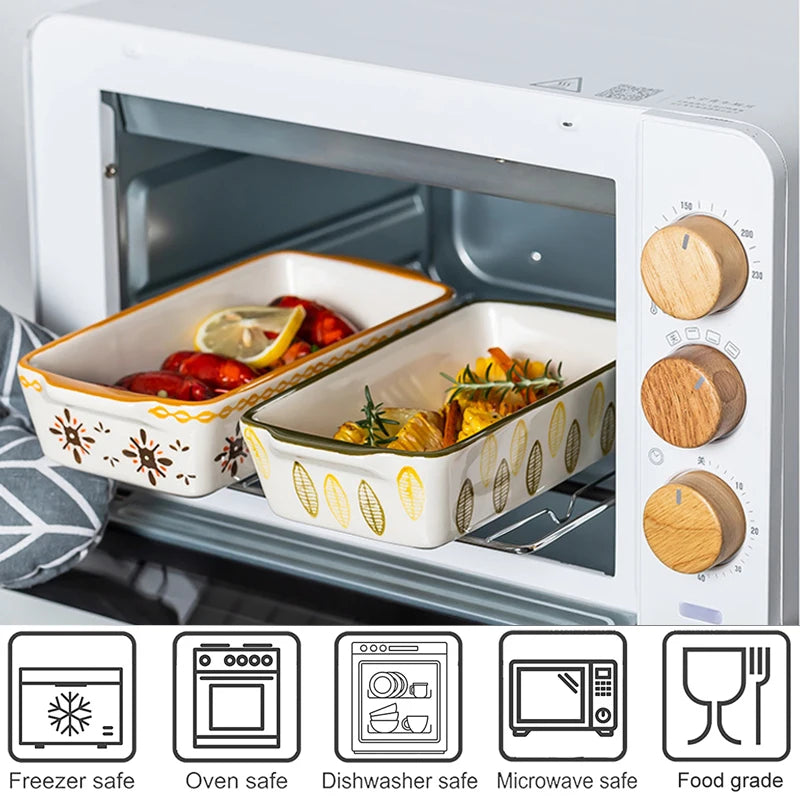 Rectangular Oval Bakeware Pan With Handle Ceramic Baking dish