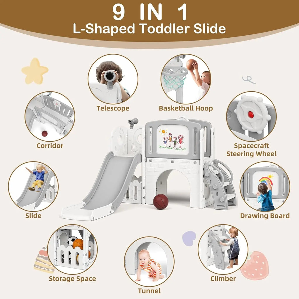 Toddler Slide 9 in 1 Indoor Playground Outdoor Playset