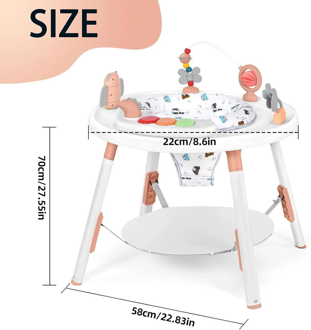 US Shipping 3-in-1 Baby Activity Center Jumper with 360 Rotating Seat Music Lights 3 Height Adjustments for Infant 6+