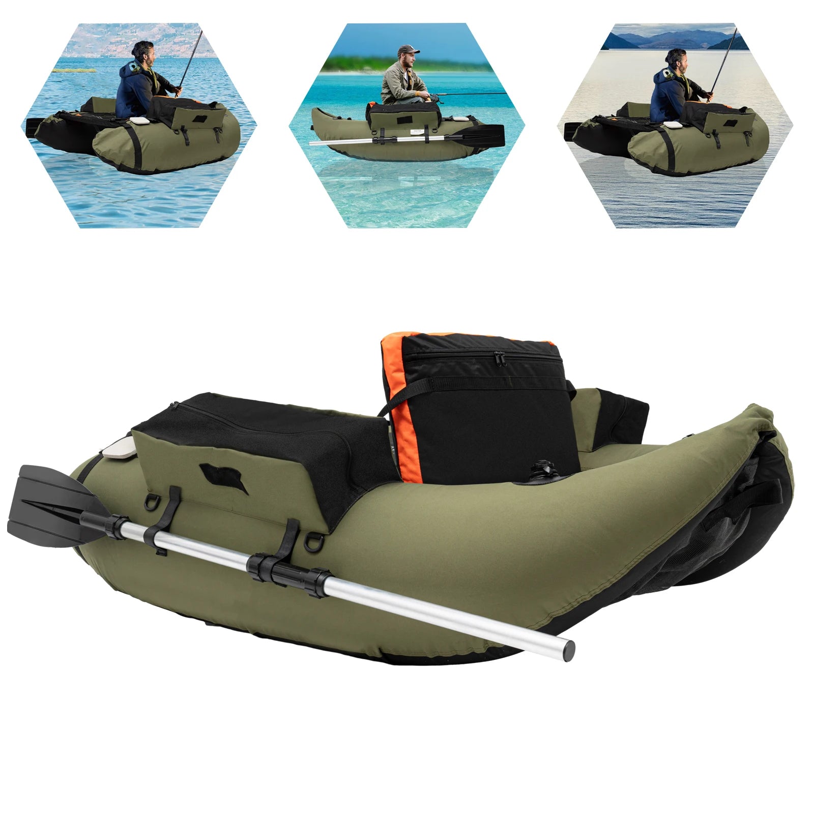 Inflatable Fishing Boat 1-Person Portable Lightweight Dinghy