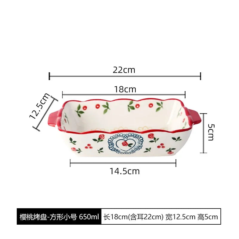 Rectangular Oval Bakeware Pan With Handle Ceramic Baking dish