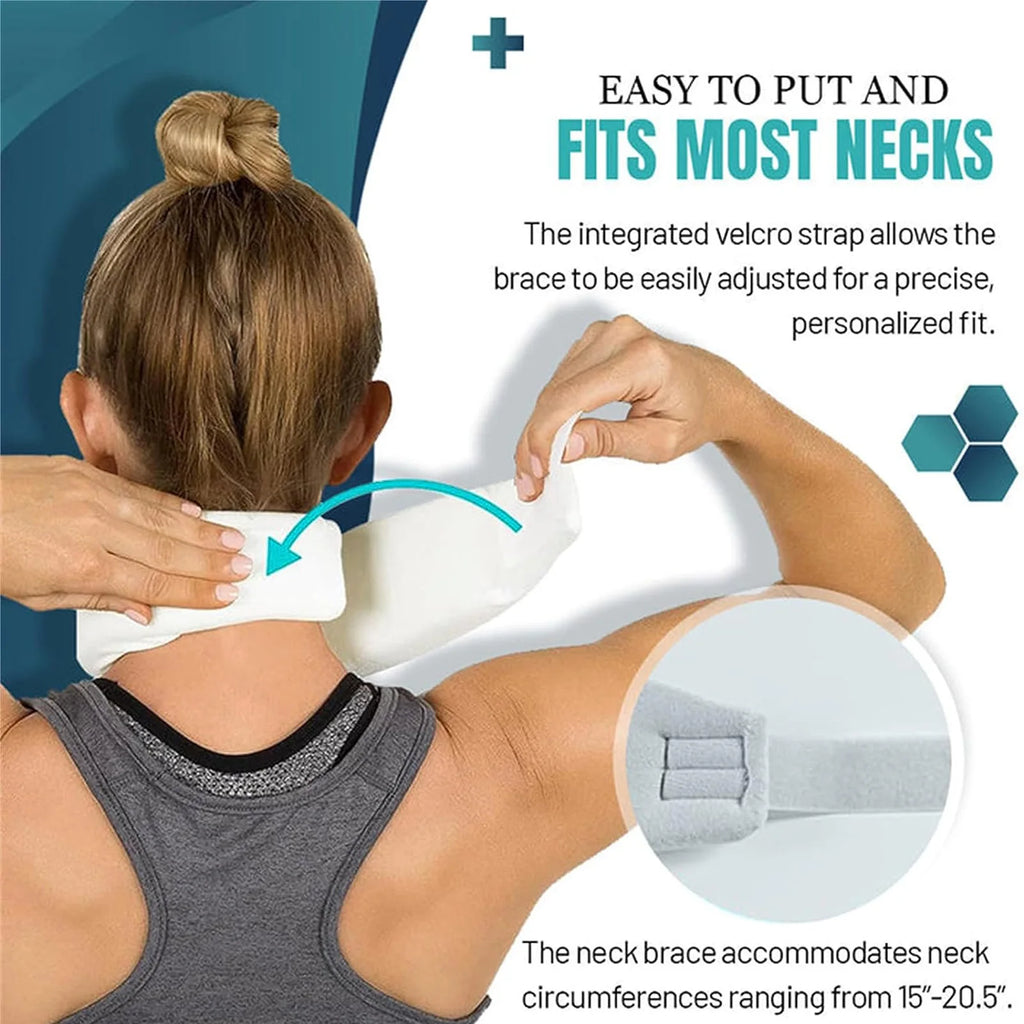 Soft Foam Cervical Neck Collar Adjustable Brace Support with Replacement Cover for Travel Office Sleeping