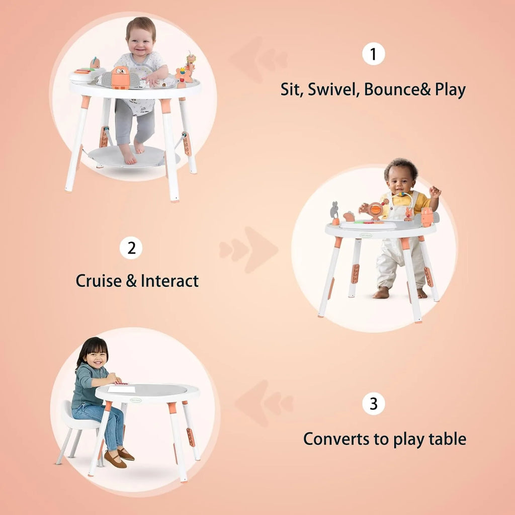 US Shipping 3-in-1 Baby Activity Center Jumper with 360 Rotating Seat Music Lights 3 Height Adjustments for Infant 6+