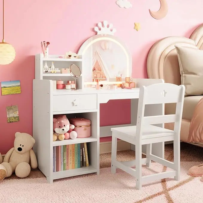 Kids Makeup Vanity Desk & Chair Set