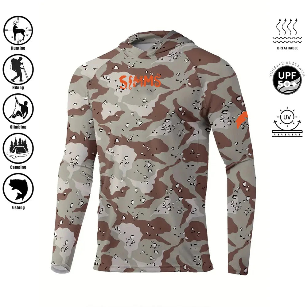 Men's camouflage hooded fishing shirt