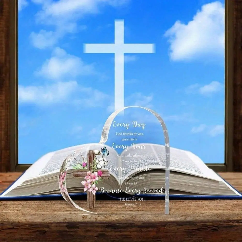 Heart-Shaped Bible Verse Acrylic Decor