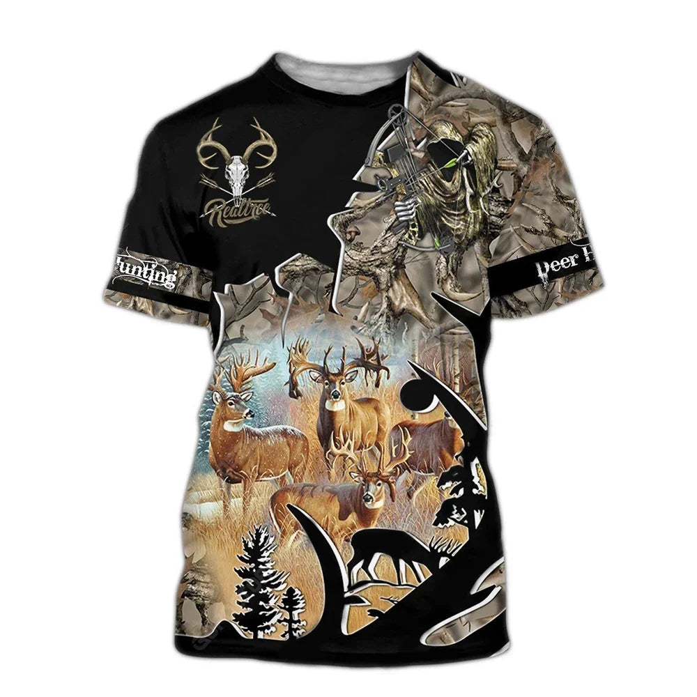 hunting short sleeved oversized men's T-shirt