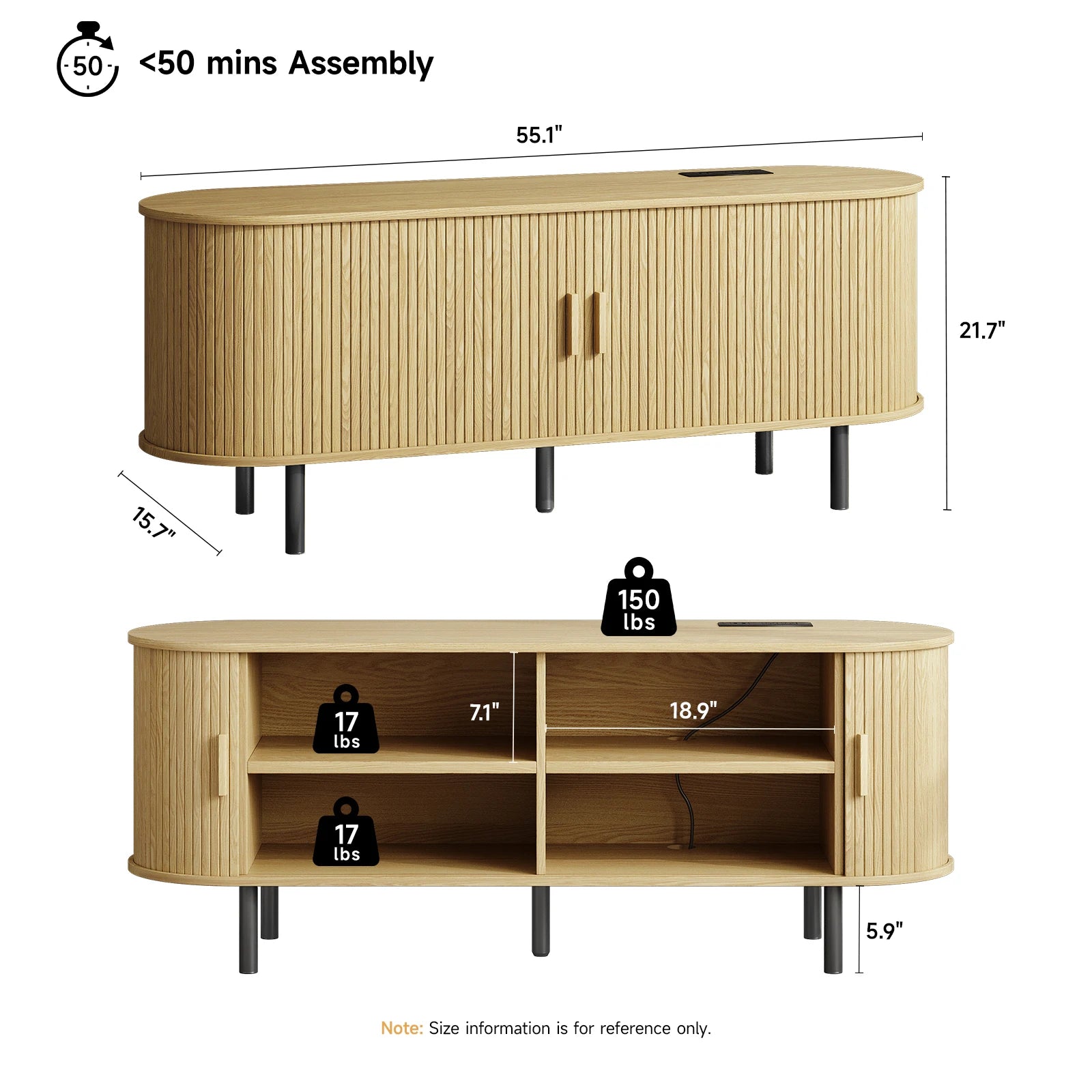 TV Stand with Power Outlet for TVs
