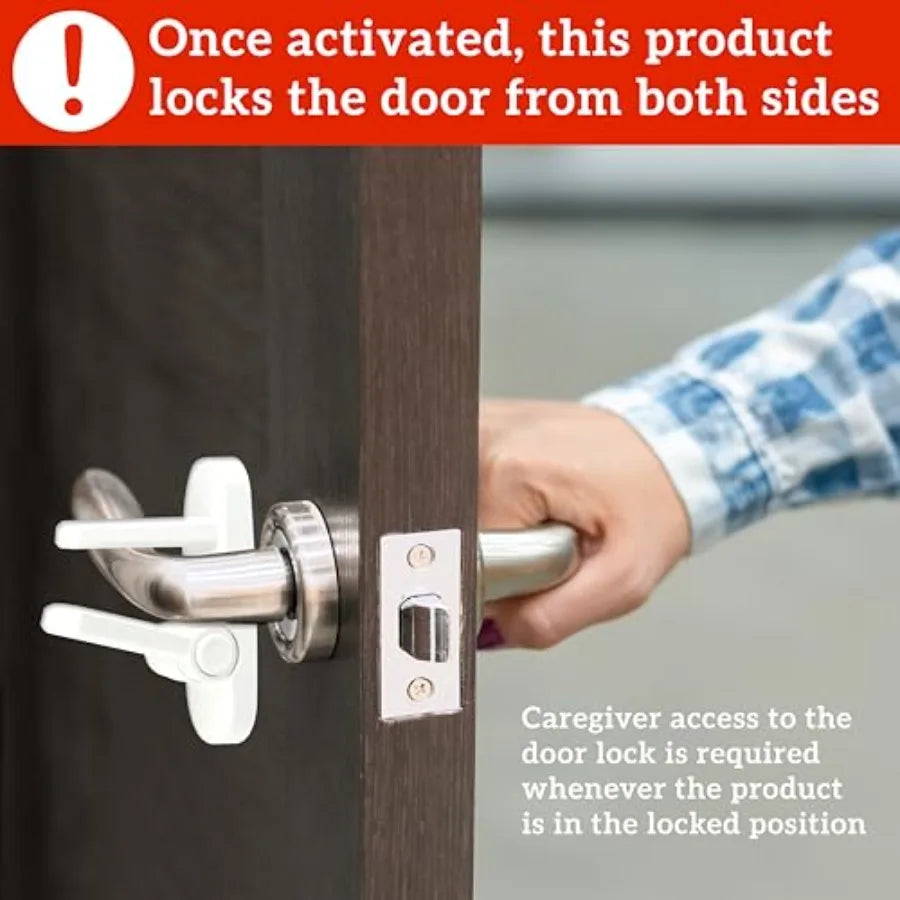 Door Lever Lock 6 Pack Baby Proof Doors Easy One Hand Operation for Adults Durable ABS with 3M Adhesive No Tools Needed