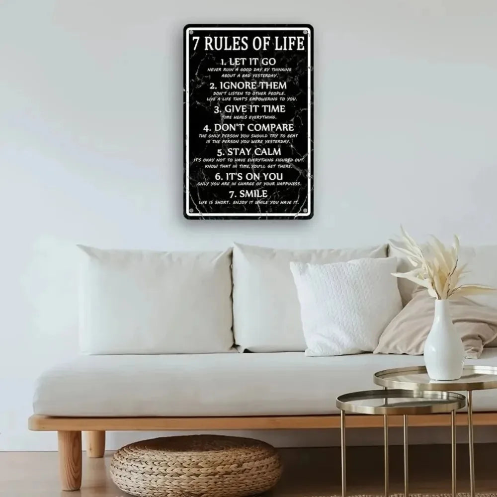 Men's 7 Rules of Life Metal Tin Sign