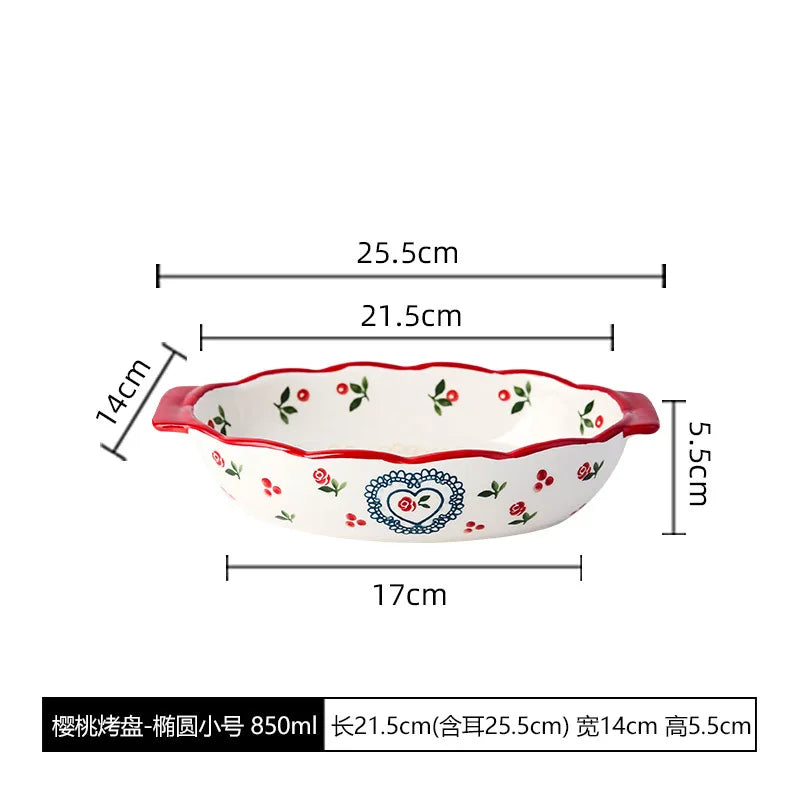 Rectangular Oval Bakeware Pan With Handle Ceramic Baking dish