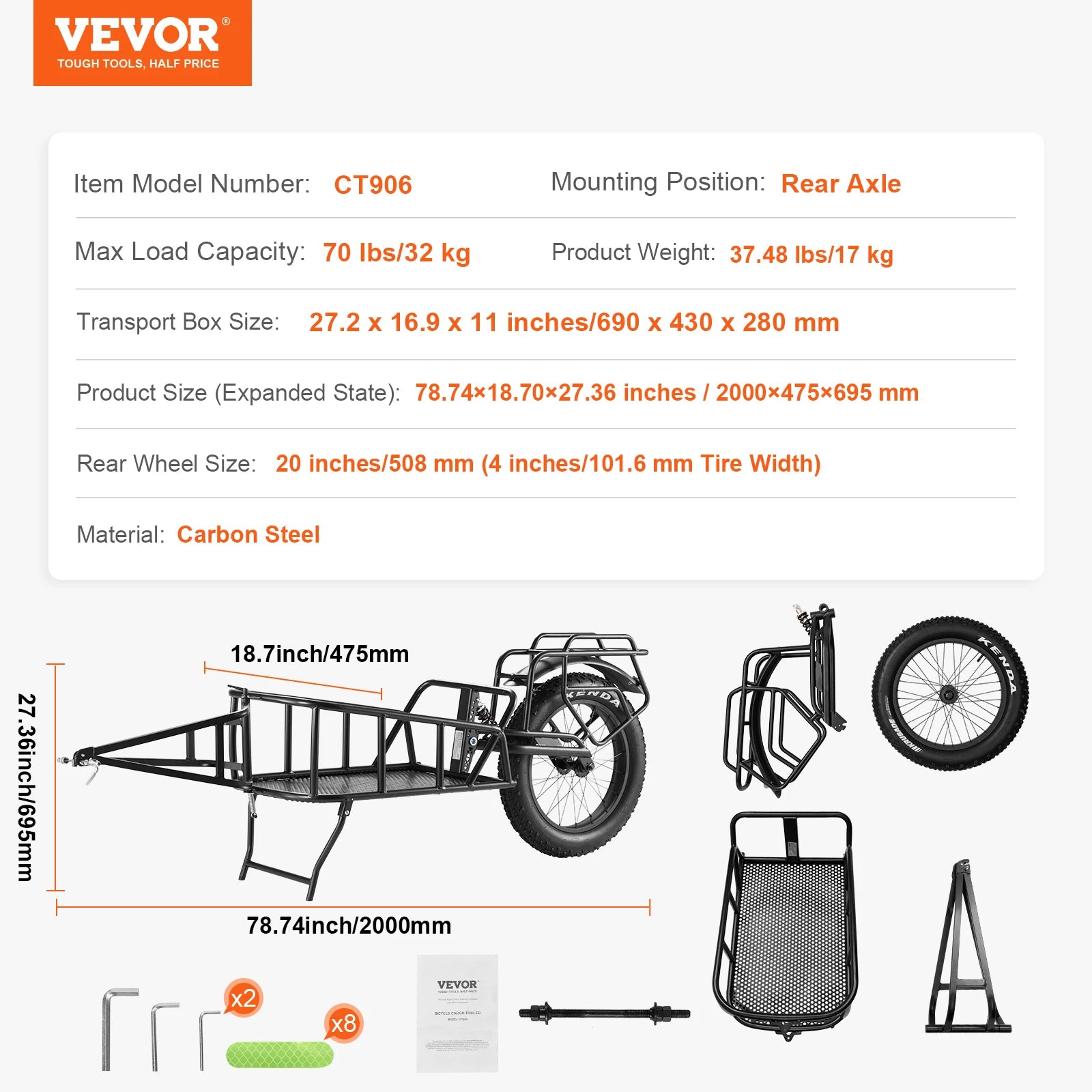 Bike Cargo Trailer 70 lbs Capacity