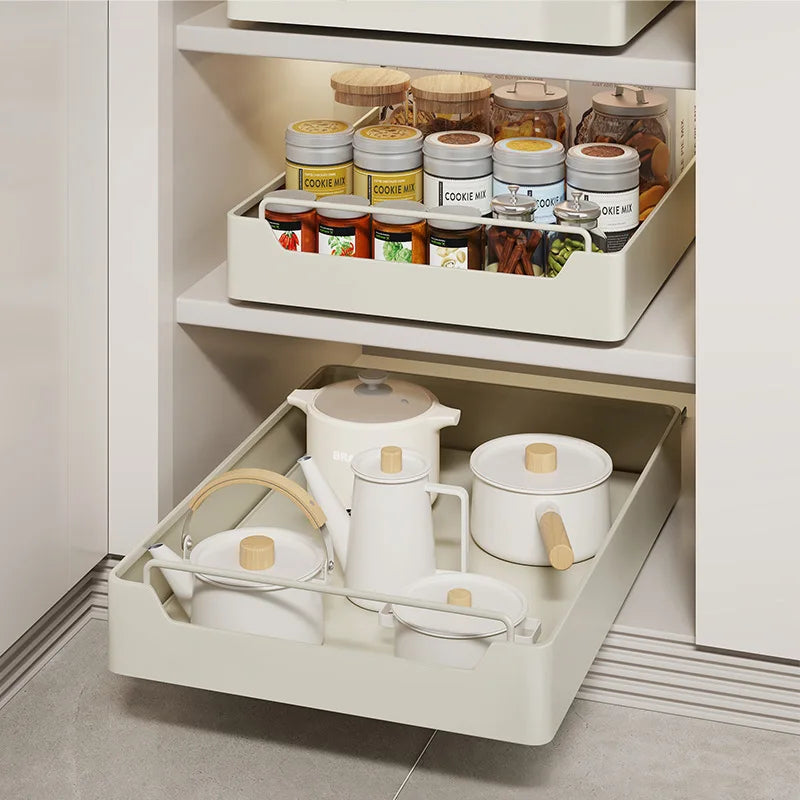 Kitchen Pull-out Drawers with Tray Spice Storage & Pot Organizer