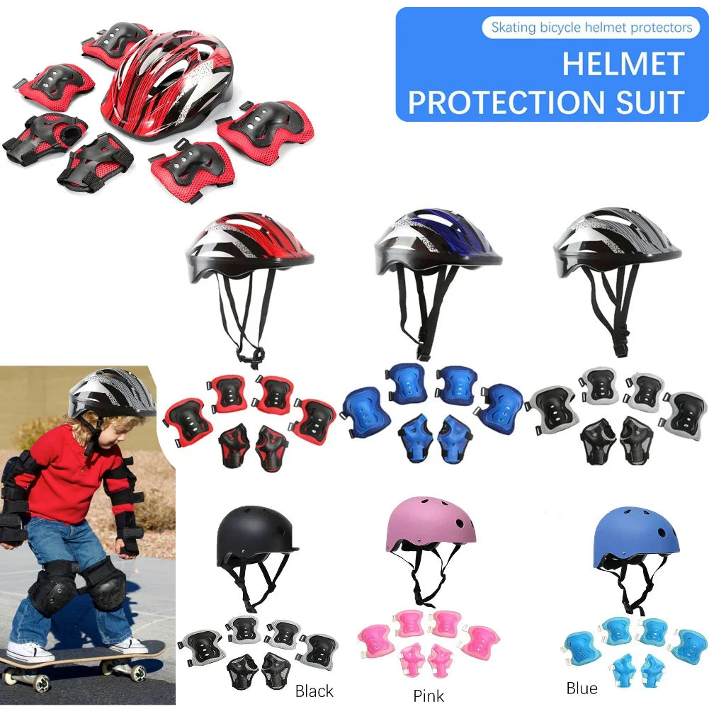 kids helmet set with protective gear