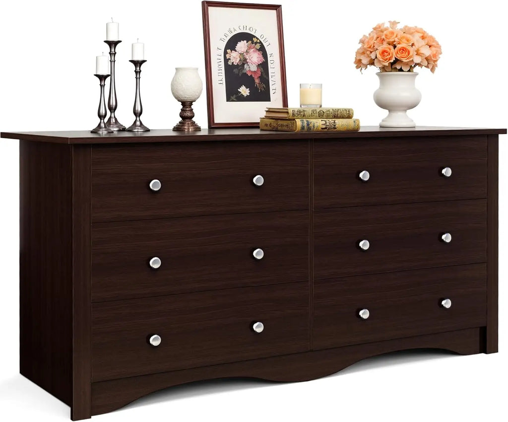Dresser for Bedroom, 6 Wood Dresser Drawers