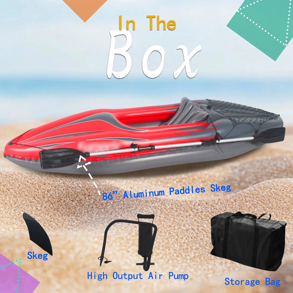 Inflatable Kayak Fishing Boat 1 Person Adult Red Canoe
