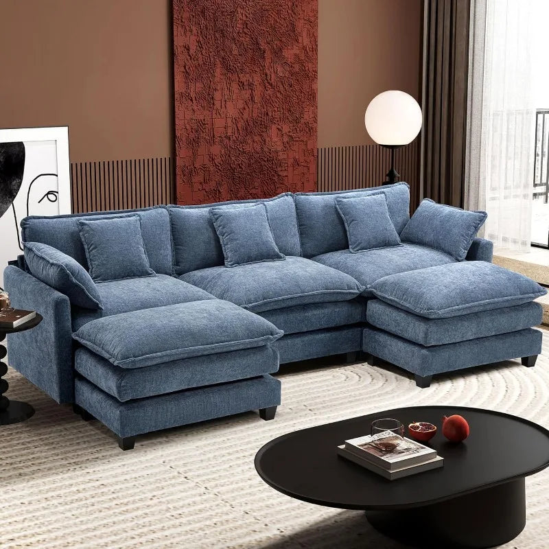 U-Shaped Modern Sofa with 2 Ottoman