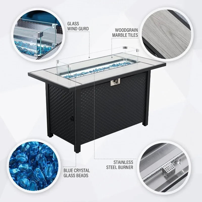Outdoor Patio Furniture Propane Fire Pit Table
