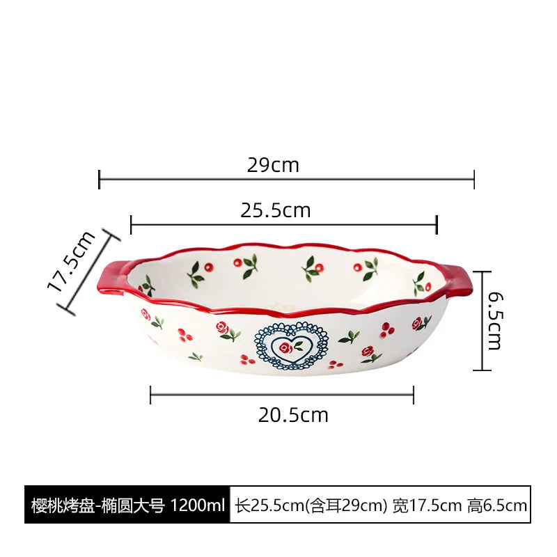 Rectangular Oval Bakeware Pan With Handle Ceramic Baking dish
