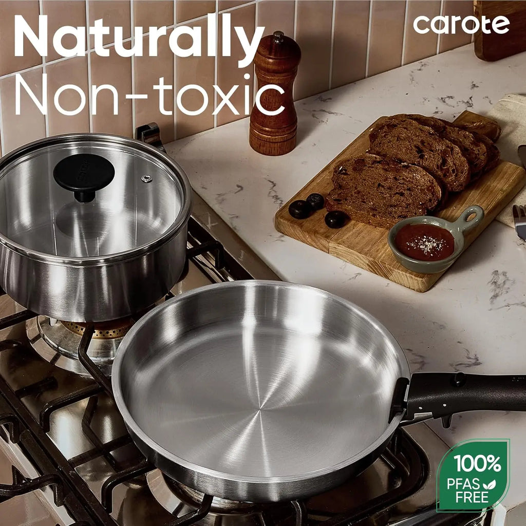 15pcs Stainless Steel Cookware Set Detachable Handle