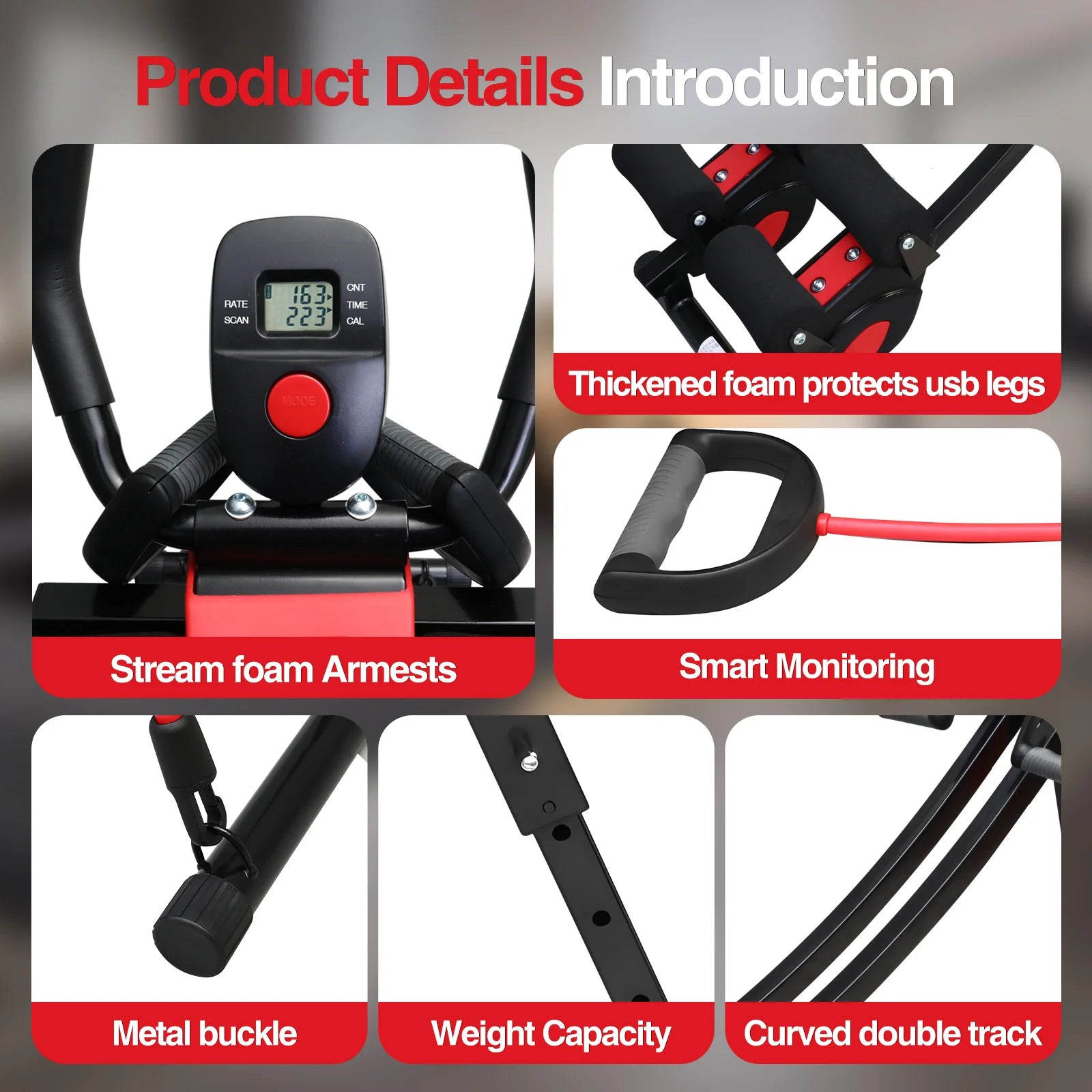 Abdominal Curling Exercise Machine Adjustable Dual Track Fitness Equipment Coaster Foldable Trainer Workout