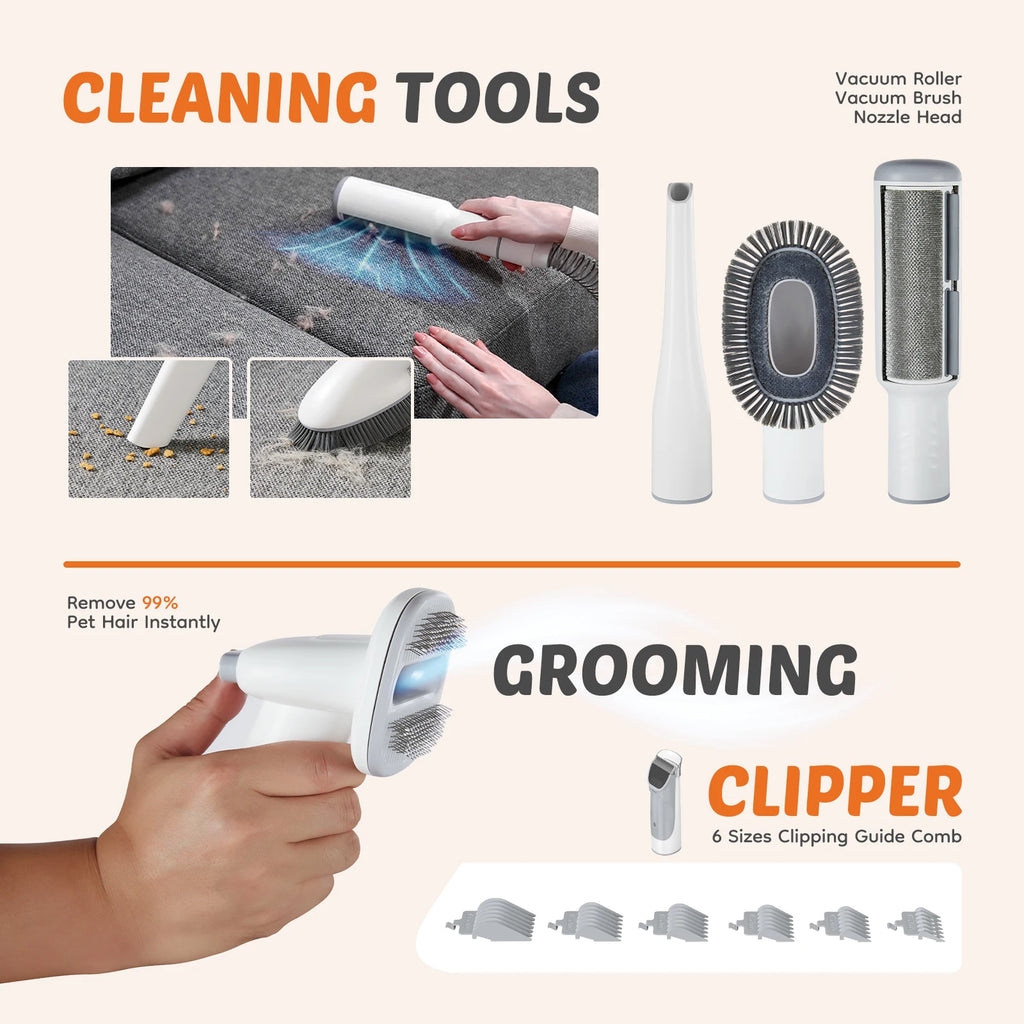 Professional Pet Grooming Vacuum Kit 3 Suction Modes and 5 Groomer Tools