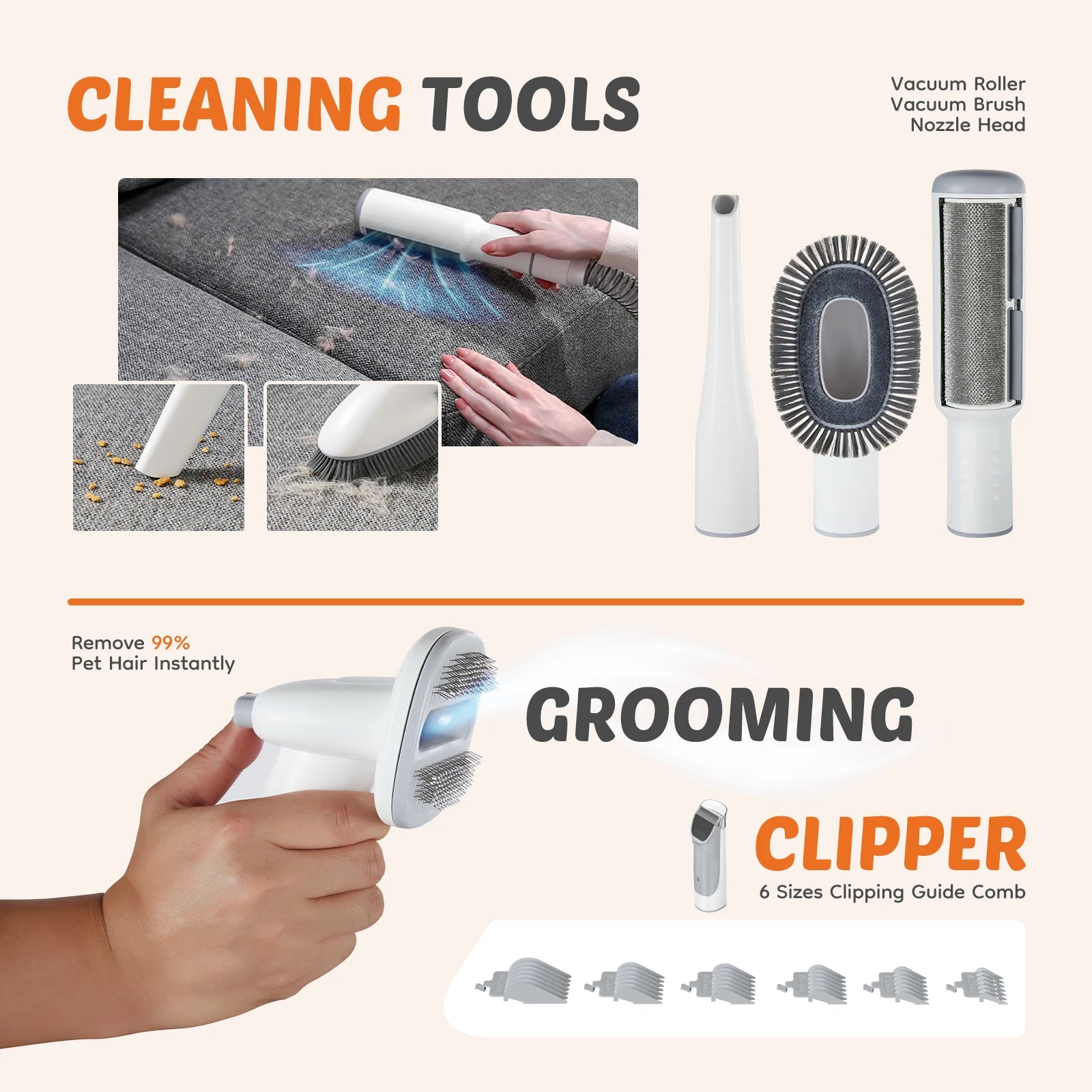 Professional Pet Grooming Vacuum Kit 3 Suction Modes and 5 Groomer Tools