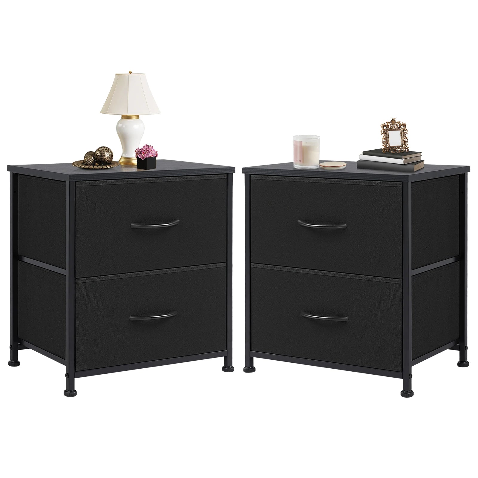 2Fabric Drawers Nightstand